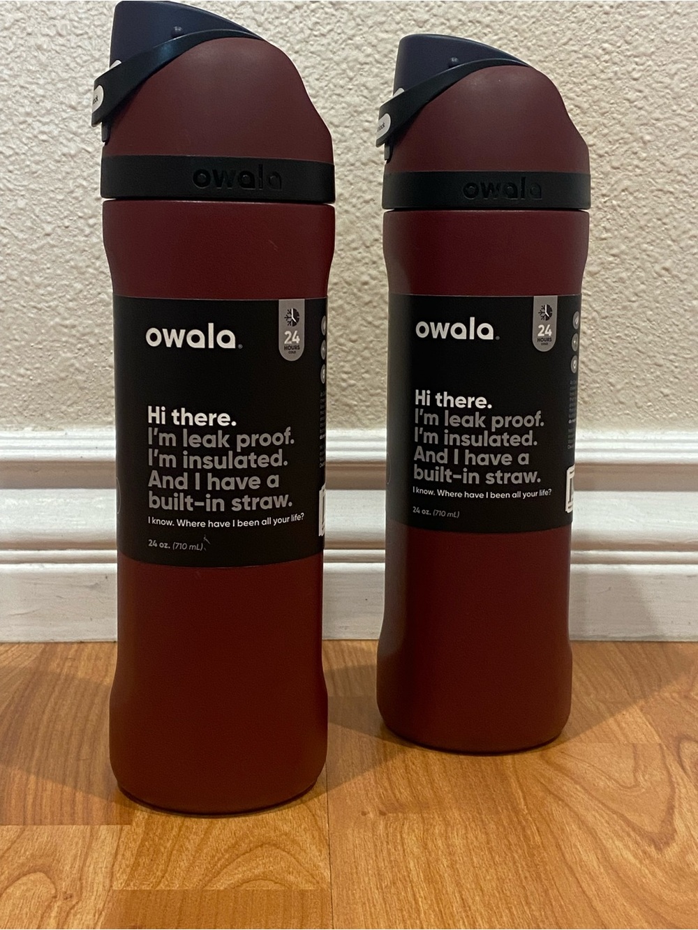 Owala “ Free Sip” water bottle with Built-in Straw - Maroon- 24 OZ